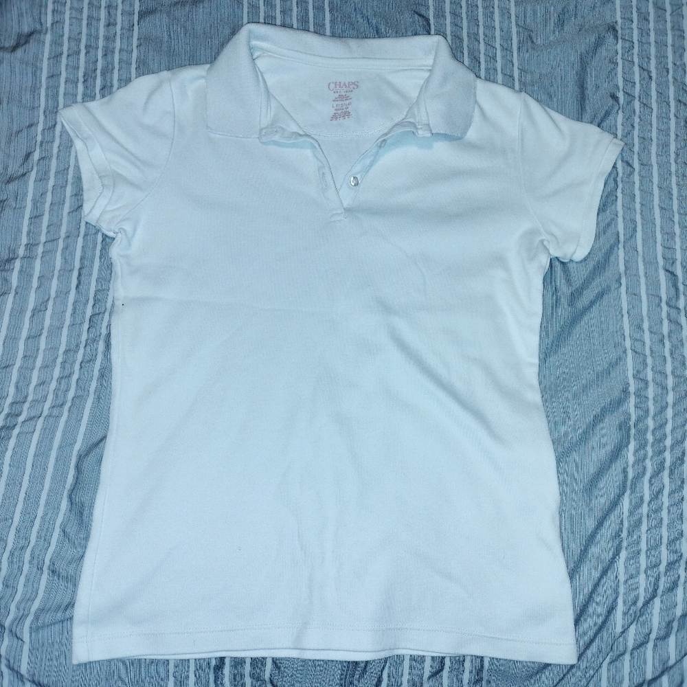 Chaps polo school uniform shirt white girls size L (12/14)